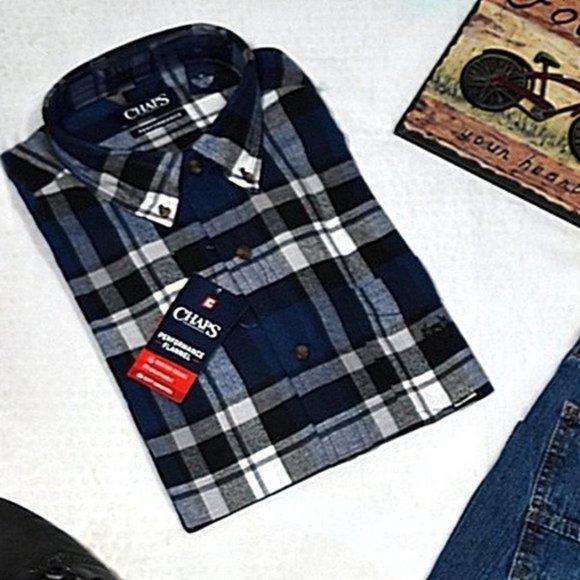 Chaps Other - CHAPS Blue Plaid Flannel Button Down NWT